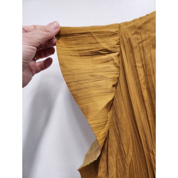 Roan + Ryan Womens Talulah BOHO Midi Dress Small Mustard Yellow Ruffled V-Neck - Picture 4 of 12